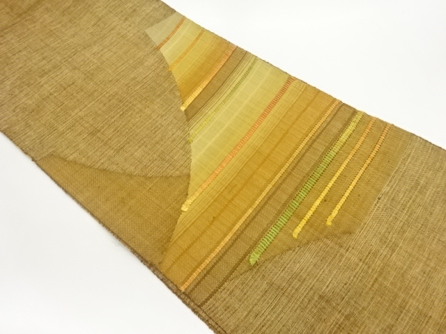 JAPANESE KIMONO / NAGOYA OBI / SILK / WOVEN STRIPE & ABSTRACT PATTERN